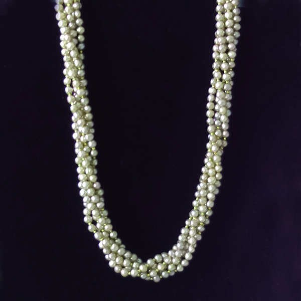 4mm multi strands natural golden green color pearl necklace