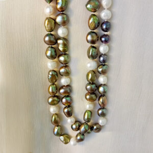 Large colored freshwater pearls 29″ long