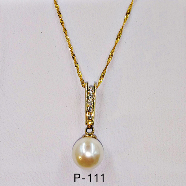 P-111 Dia pearl pendant and chain