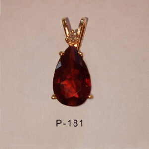 Red Garnet and diamond pendant with chain