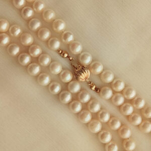 6mm fine round cultured pearls 24″ necklace
