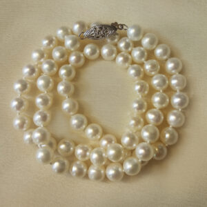 7mm round cultured pearl necklace 18″ long