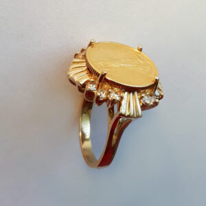 1/10th American Eagle 22Karat gold coin ring with diamonds 0.75ct.