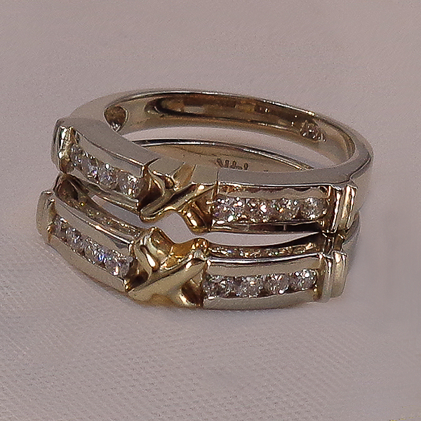 Channel set Diamond rings to wear with the solitaire band.