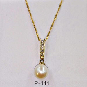 P-111 Dia pearl pendant and chain