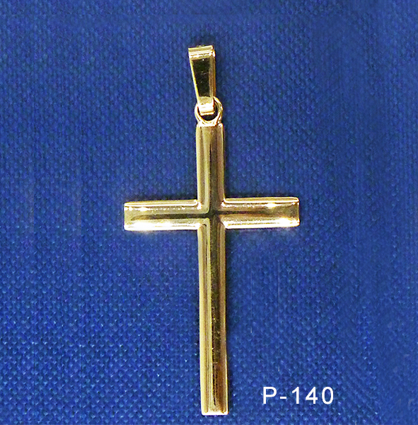 14Karat yellow gold puffed polished Cross pendant