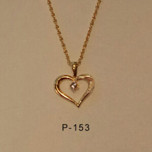 P-153-Heart-shape-gold-pendant-with-.025ct-diamond-with-20”14Karat-gold-chain