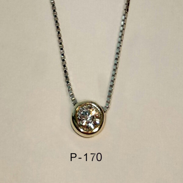 14Karat white gold floating Bezel shape pendant