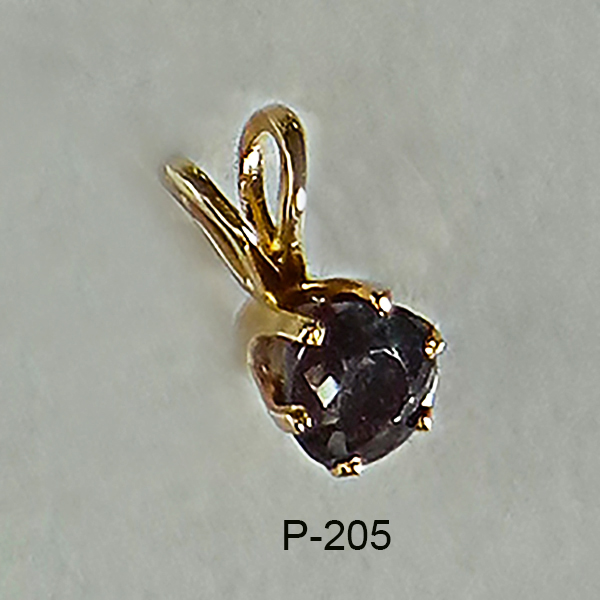 Natural rare round dark Alexandrite 0.40ct set in 14Karat pendant