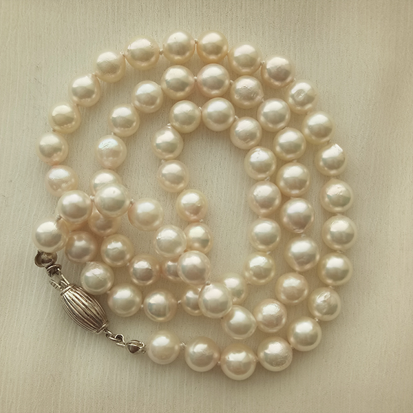 7mm cultured round pearl necklace 20″