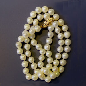 6mm Cultured round pearl necklace 18″ long