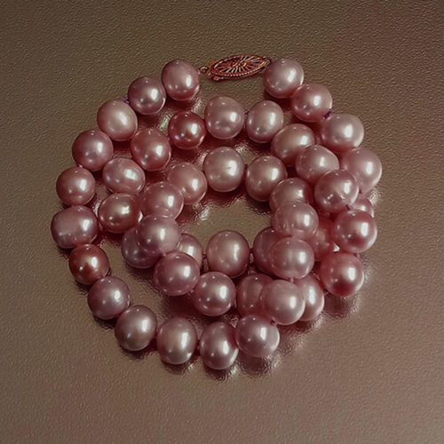12mm large shiny natural light pink pearl necklace 18″