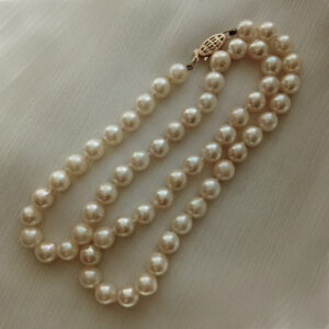 6mm round Cultured pearl necklace 16″long