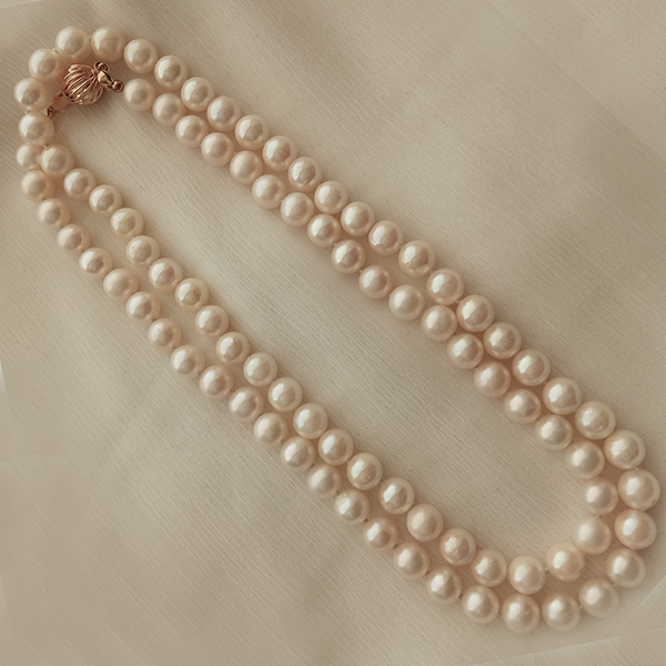 6mm fine round cultured pearls 24″ necklace