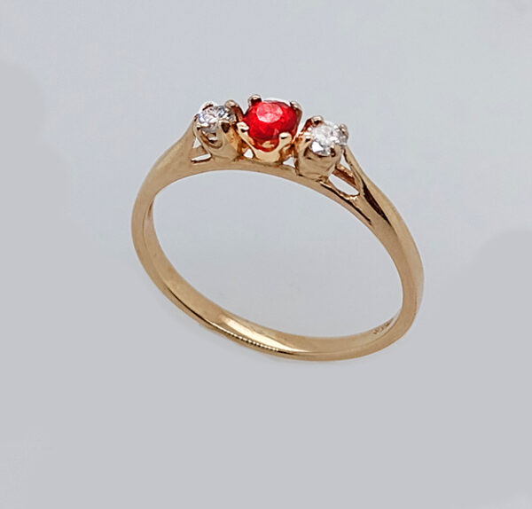 Mexican fire opal and diamond ring